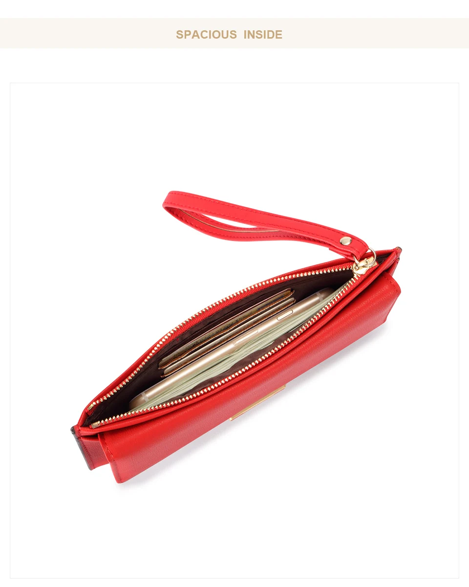 Jamarna Wallet Female PU Leather Long Clutch Women Wallet Female Women Wallets Red Zipper Phone Pocket Coin Purse Wristlet_06