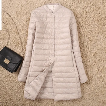 

Ultra Light Down Coats Women Long Slim Stand Collar Down Jackets 90% White Duck Down Jackets Female Casual Down Coat YP2066