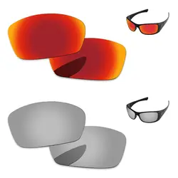 Серебристый Хром и огонь красный 2 пары зеркало Поляризованные замена оптические стёкла для Hijinx солнцезащитные очки женщин рамки 100% UVA и UVB