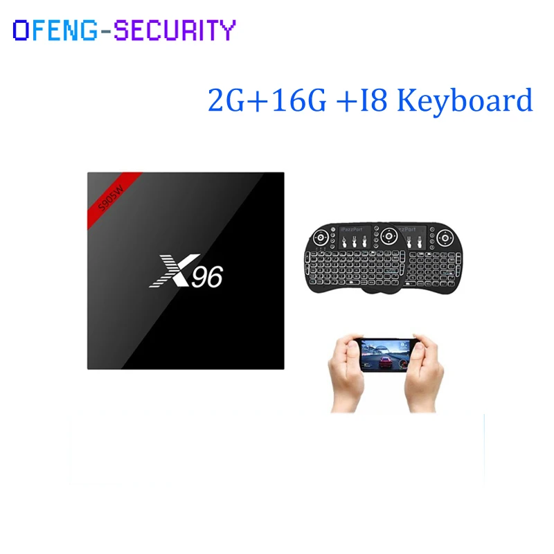  X96W Smart tv box with I8 Keyboard android 7.1 2GB RAM 16GB ROM Amlogic S905W Quad Core H.265 4K 2.