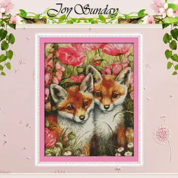 

Two Little Foxes Counted Cross Stitch 11CT 14CT Cross Stitch Sets Wholesale animals Cross-stitch Kits Embroidery Needlework