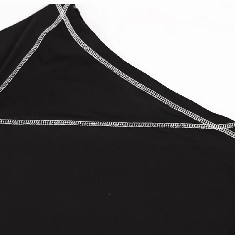 Saimishi, Черная Женская одежда из двух частей,, летняя футболка с коротким рукавом на одно плечо, короткие топы и короткие штаны, наборы для клуба