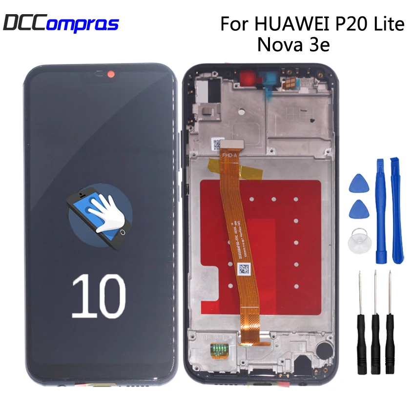 

Original For Huawei P20 Lite LCD Display Touch Screen Digitizer With Frame Phone Parts For Nova 3e Screen LCD Display Free Tools