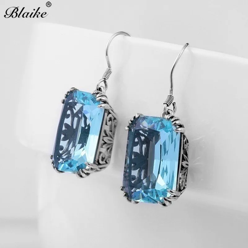 

Blaike White/Green/Blue Multicolor Zircon Drop Earrings For Women 925 Silver Filled Crystal Birthstone Dangle Earring Jewelry