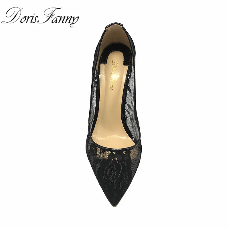 DorisFanny/свадебные туфли; Новинка года; женские туфли-лодочки на высоком каблуке с вышивкой; пикантные туфли на шпильке 12 см