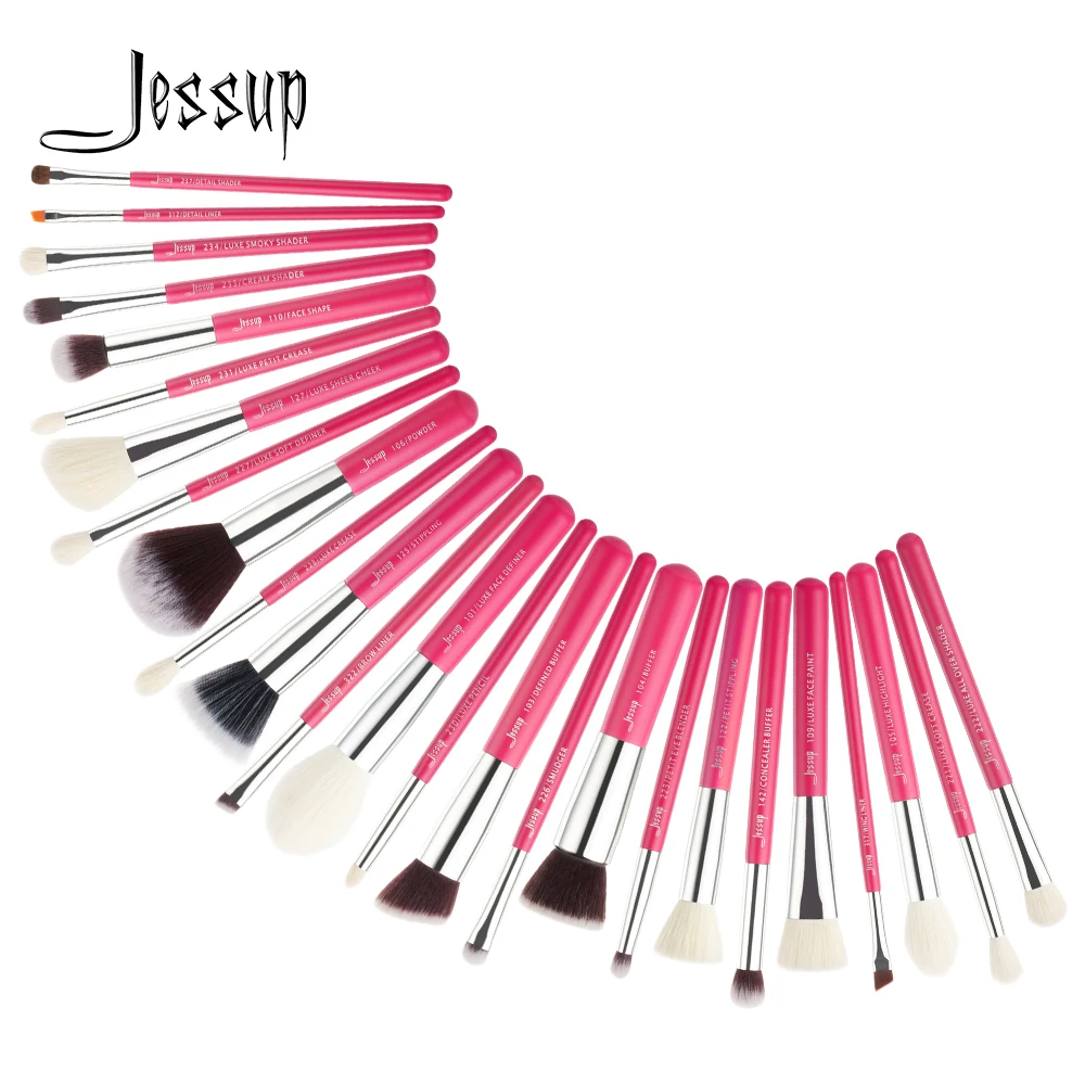 Jessup Brushes 25pcs Makeup Brushes Set Rose carmine/Silver Foundation