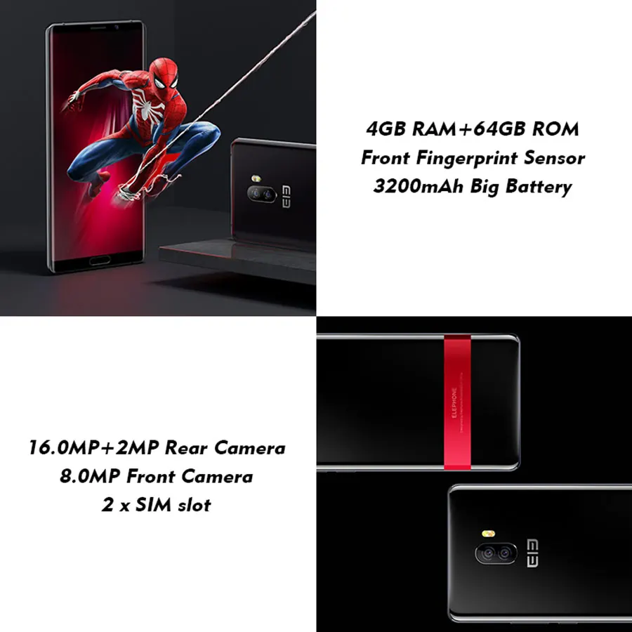 Elephone P11 3D MT6797T Deca Core Смартфон FHD + 6 0 ''Android 8 4 Гб ОЗУ 64 ПЗУ 16 МП 3200 мАч FingerprintOTG 4G
