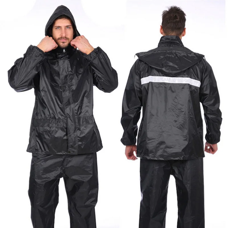 

Laamei Waterproof Outdoor Sportwear Raincoat Men motorcycle Set Suit Solid Windproof Jacket Pants Mens Tracksuit Plus Size