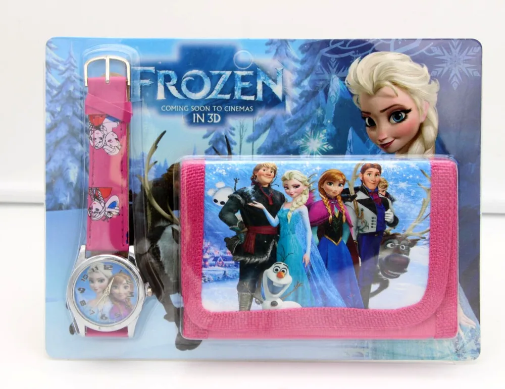 

Children Watch Elsa Princess Sets Cartoon Kids Part Set Watches Wallet 3D Cartoon Child Wristwatch For Boys Girls Clock
