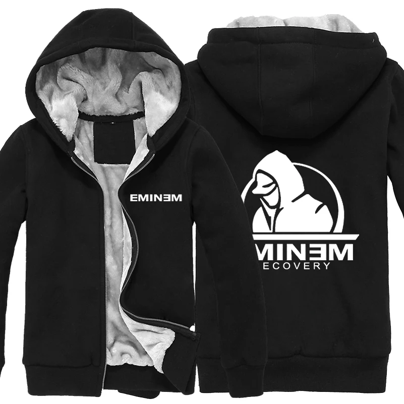 Rap God EMINEM Not Afraid Recovery Thick Fleece Men Boys Outwear Cotton Hoodie Coat Jacket Parkas
