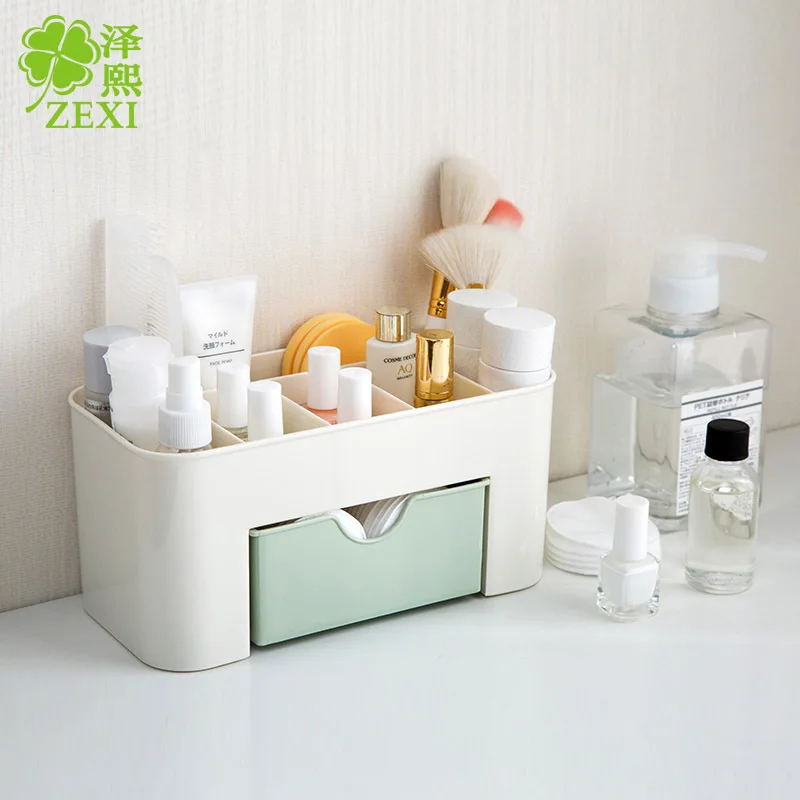 

1Pcs Plastic Cosmetic Storage Box Multifunction Jewelry Makeup Tool Office Desktop Organizer Case Storage Box 3 Colors