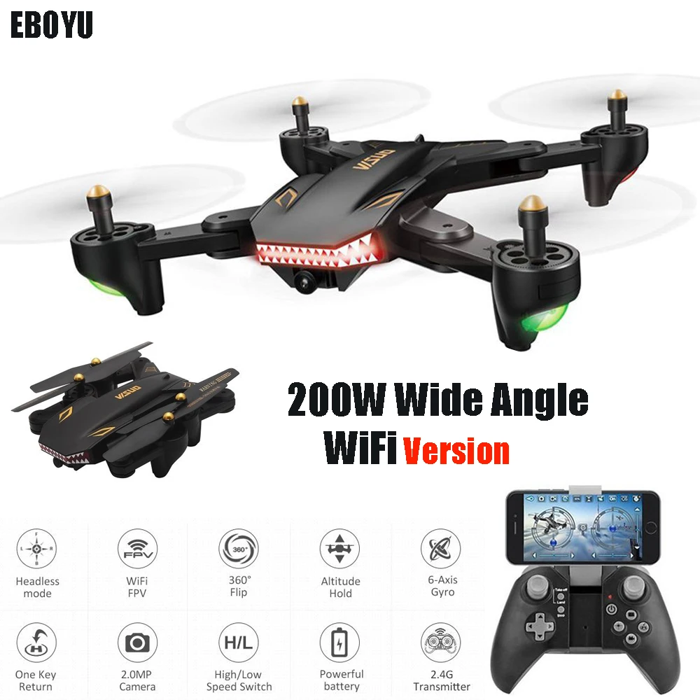 EBOYU XS809S-HD-G, 720 P, широкоугольная HD камера, Wi-Fi, FPV, складной Дрон, один ключ, возврат высоты, удерживающий g-сенсор, Радиоуправляемый квадрокоптер, Дрон