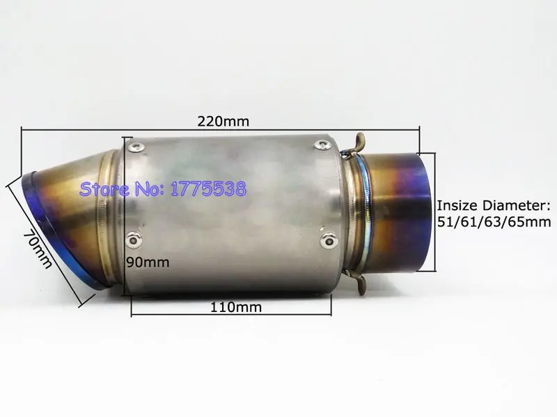 Индивидуальные впускные 51 мм 61 мм 63 мм 65 мм глушитель выхлопной трубы мотоцикла титановый сплав мотоцикл глушители для выхлопных труб побега