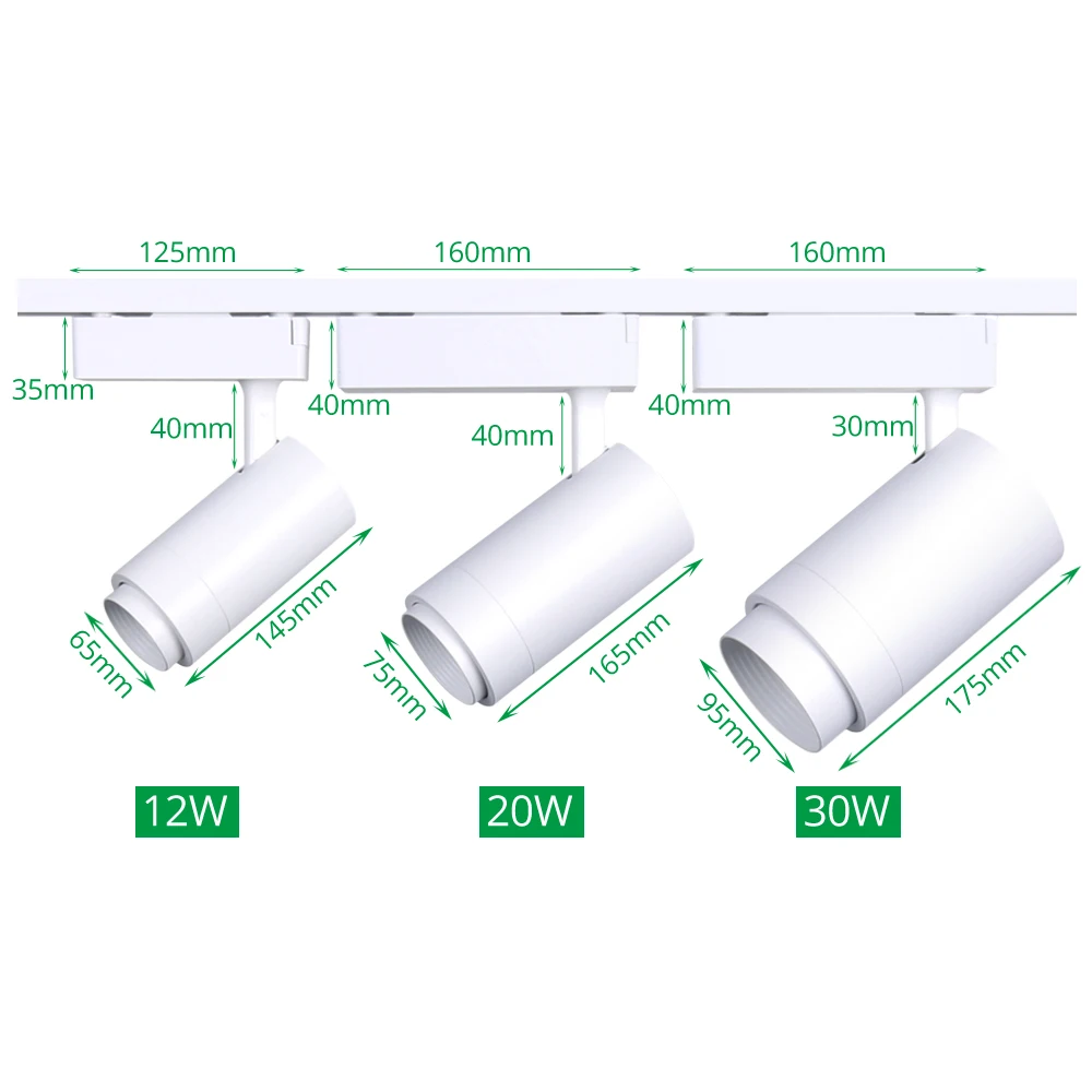 12 Вт 20 Вт 30 Вт светодиодные трековые светильники 2 провода 1 Фаза 3 провода 1 фаза 4 провода 3 фазы рельсы для осветительных приборов прожекторы трек потолочный светильник