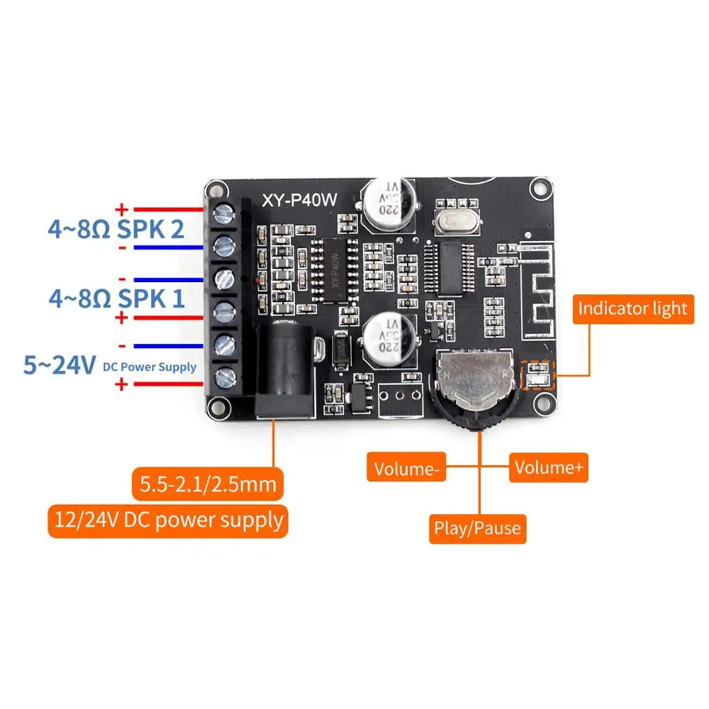 30 Вт/40 Вт стерео bluetooth усилитель доска 12 V/24 V высокой мощности цифровой усилитель мощности модуля