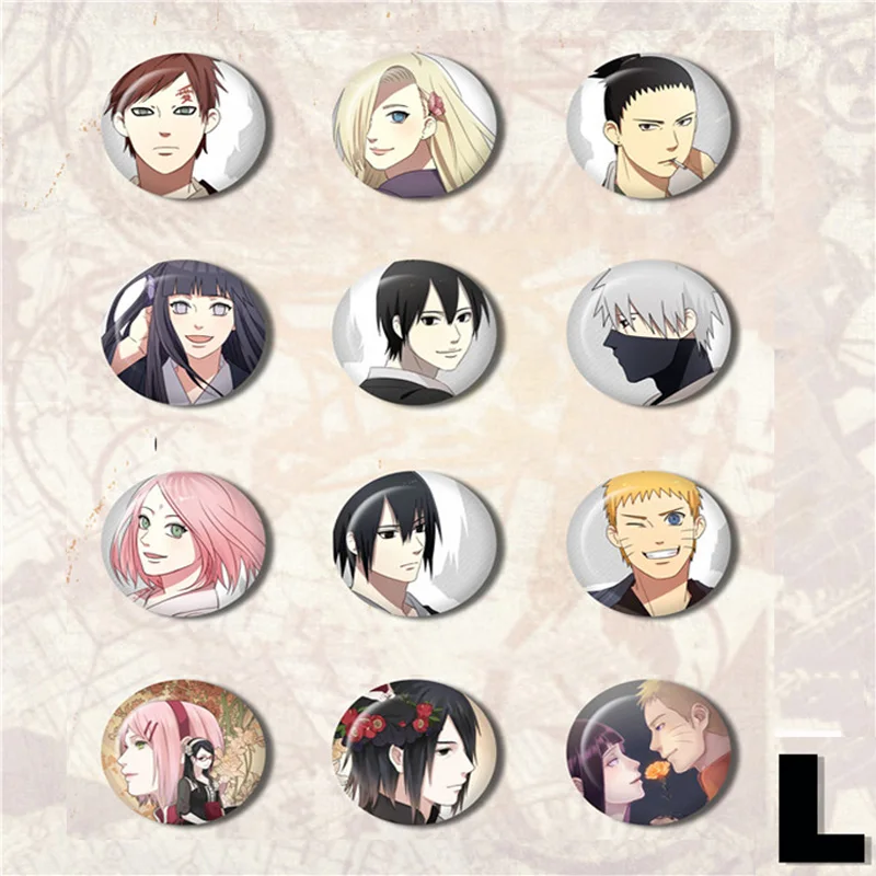 58 мм Аниме Наруто Uchiha Sasuke Shikamaru Sakura Kakashi Orochimaru Inuzuka Kiba NARUTO значок брошь булавки|brooch