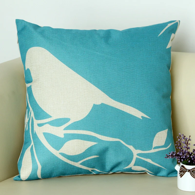 

Modern Cushion Cotton Linen Pillow Case Pillowcase Birds Tree Hotel Resruarant Decorative for Bedroom Kids Chair 45*45cm