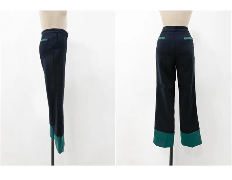 Коллекция года, женские комплекты, винтажный приталенный Зеленый Длинный блейзер в стиле пэчворк+ брюки по щиколотку, двубортные свободные наряды