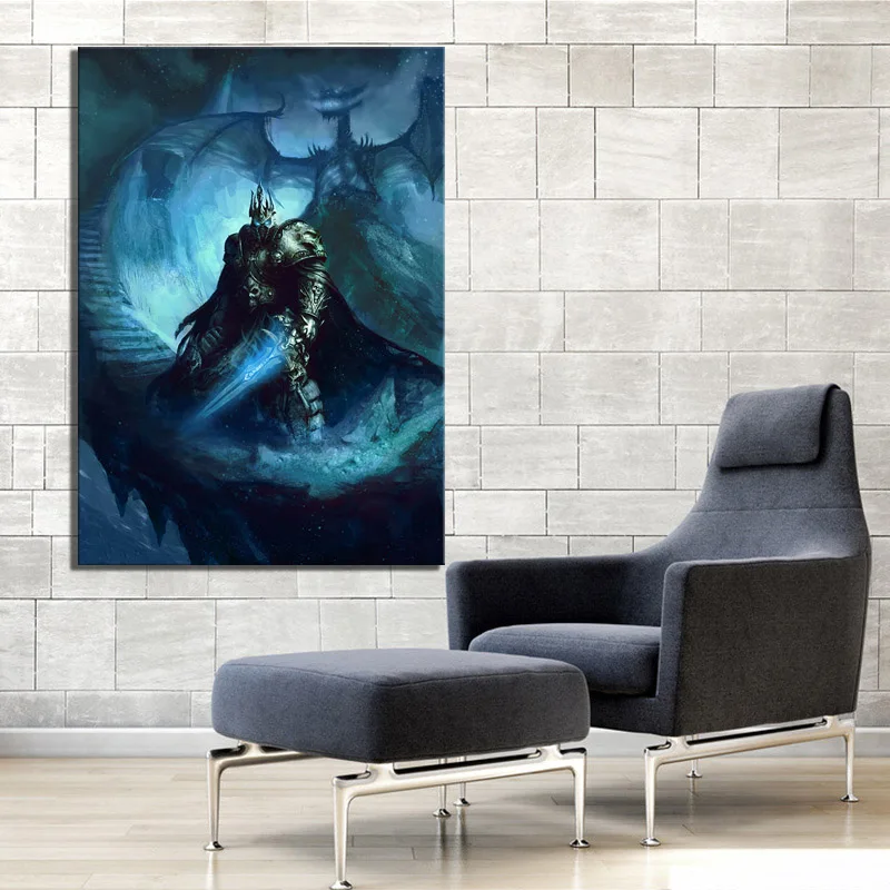 

1 Piece Fantasy Art Game Poster Painting Lich King World of Warcraft Dragon Pictures Canvas Paintings Wall Art for Home Decor