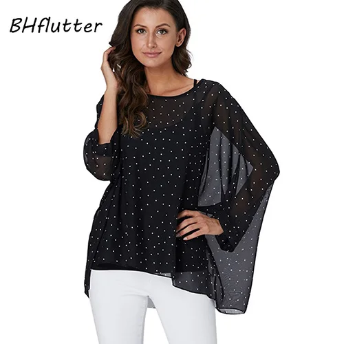 white blouse for women BHflutter 4XL 5XL 6XL Plus Size 2019 Blouse Women Chic Floral Print Chiffon Blouses Shirts Sexy Off Shoulder Summer Tops Tunic plus size blouses Blouses & Shirts