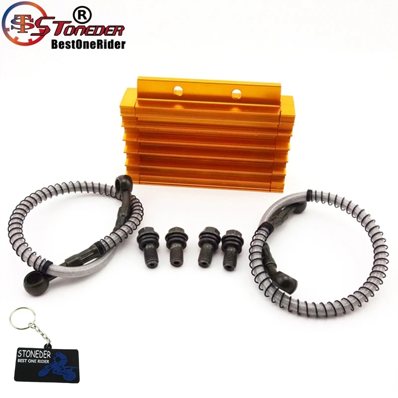 STONEDER CNC Gold Aluminum Oil Cooler Radiator For Pit Dirt Motor Bike Motorcycle 125cc 140cc 150cc SSR YCF DHZ Braaap Stomp | Автомобили