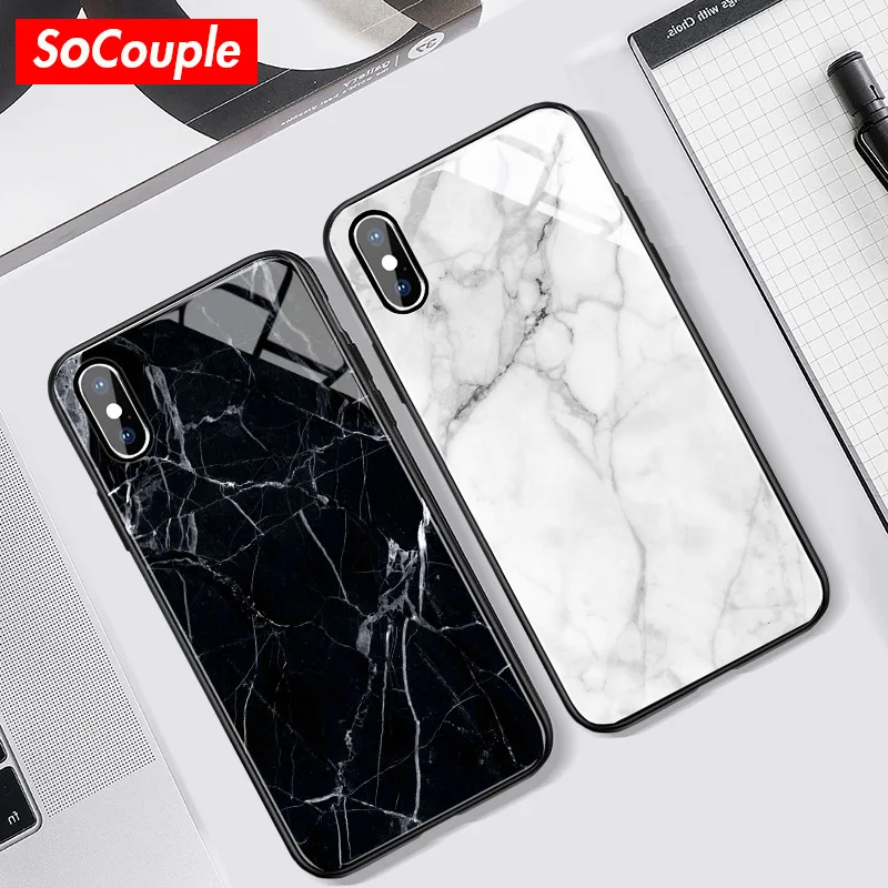 Чехол SoCouple из закаленного стекла для телефона iphone 11 Pro X Xs max XR SE 12 mini мраморный