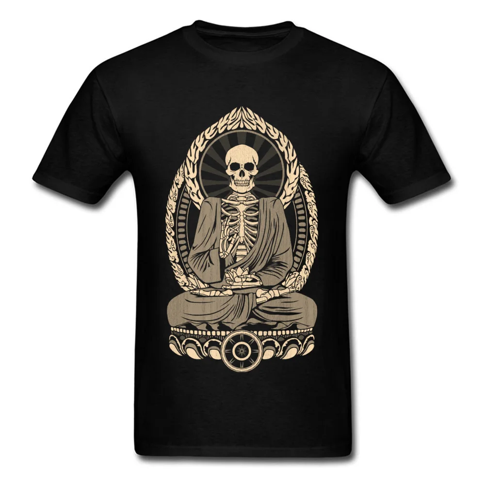 Short Sleeve Tops Shirt Round Neck Cotton Student Top T-shirts Starving Buddha Skeleton Aged Geek Tee-Shirts Family Starving Buddha Skeleton Aged black