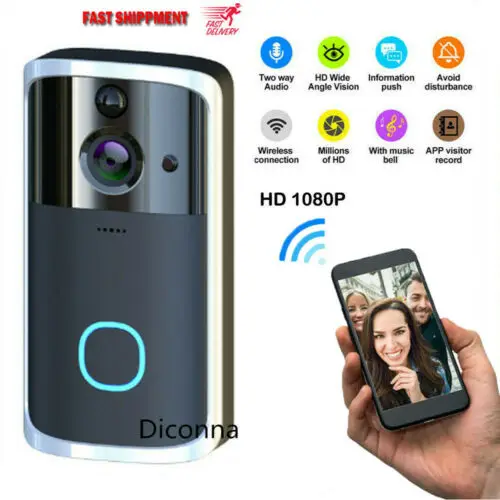 

Smart WiFi Doorbell Camera Video Wireless Remote Door Bell Chime Phone APP