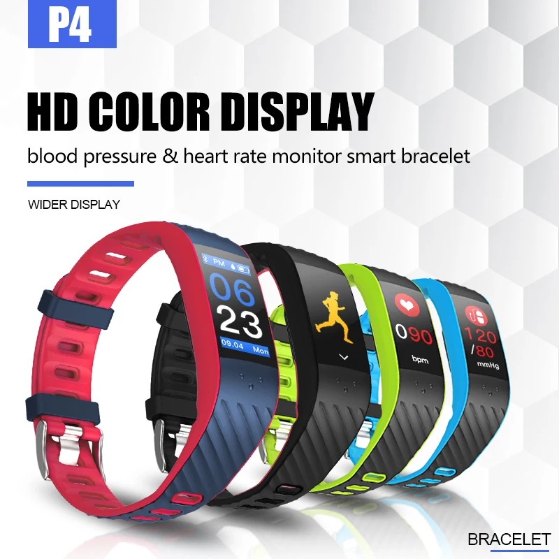 

2018 New P4 Waterproof Color OLED Screen Smart Wristband Smart Bracelet Heart Rate Monitor Pedometer Fitness Blood Pressure Band