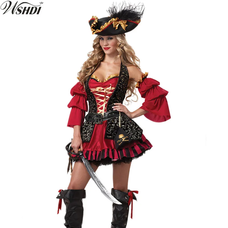 New Deluxe Sexy Female Warrior Caribbean Pirate Costume Adult Halloween