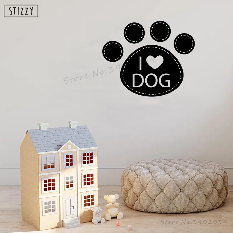 Настенная Наклейка stizzy Dog Paw Pattern Pet Shop виниловая настенная Цитата I Love салон для