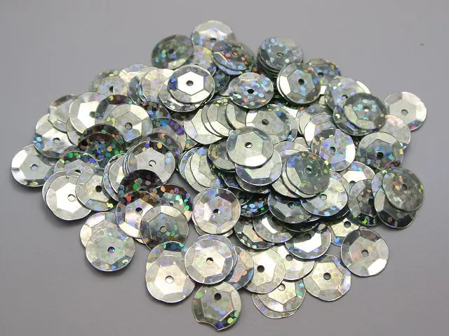 2000 серебряные лазерной голограммой 10 мм чашки круглый свободные пайетками Швейные Свадьба Ремесло