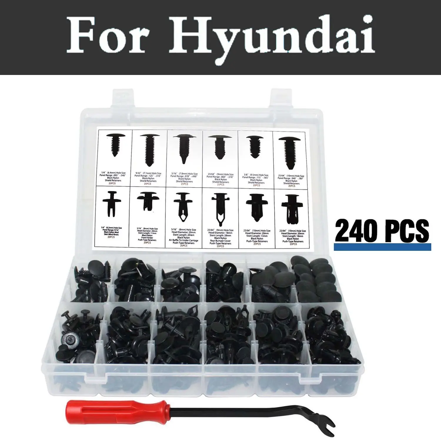240pcs Car Push Retainer Kit Clip Panel Body Assortment 12 Set Fastener