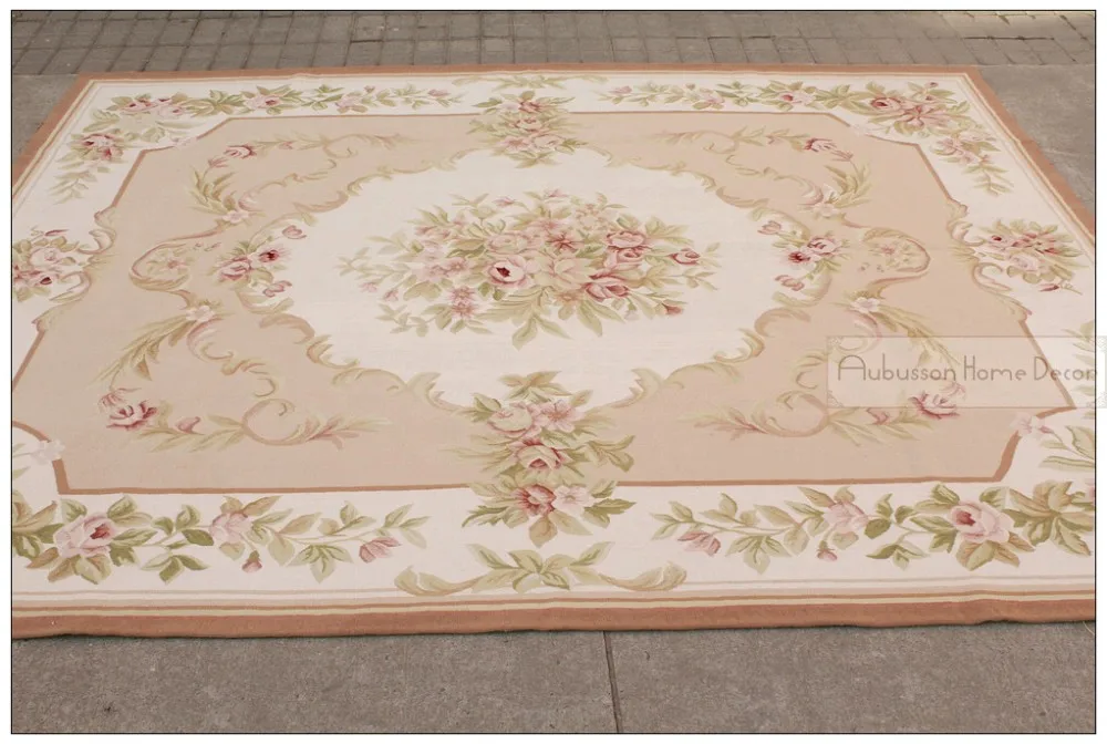 3X5 Shabby French CHIC PINK IVORY Aubusson Area Rug Home Decor Cream Carpet WOOL 