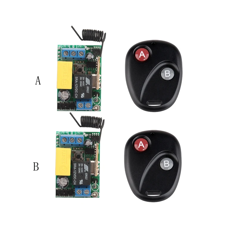 

220V 1CH 10A Receiver & Transmitter RF Wireless Remote Switch Momenrary Toggle Latched Adjustable With Jumper 2PCS/LOT