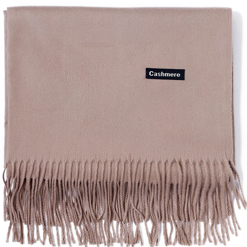 Cashmere Scarf Shawl Solid Autumn Winter Wrap Warm High Quality Soft Hijab Thick Lady Women Gift Pashmina Wool Luxury Tan |