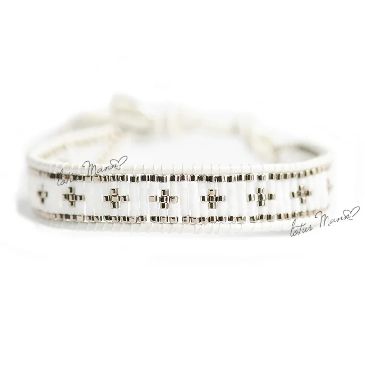 

Lotus white mann pardew beads 7 single-circle cross bracelet