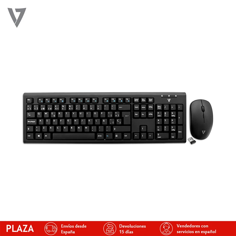 Teclado y raton inalambrico V7 CKW200ES (Teclado espanol QWERTY] Color negro Wireless Keyboard and Mouse Combo | Компьютеры и офис