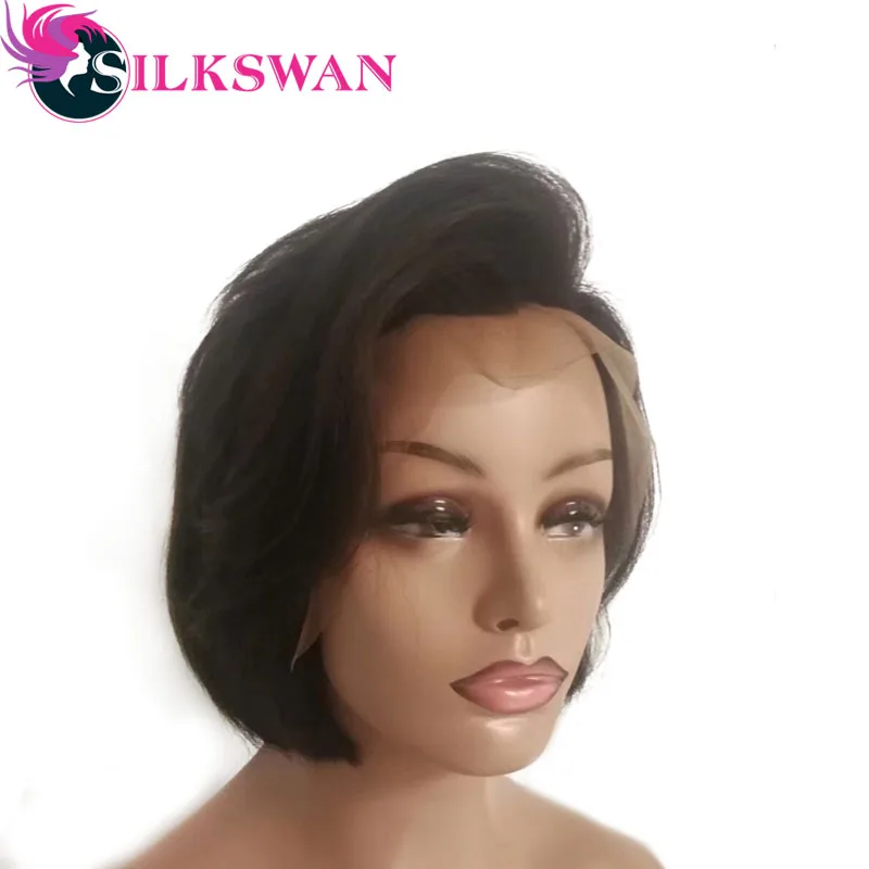 Silkswan прямые короткие Pixie Cut Искусственные парики бразильский человеческие волосы remy индивидуальные синтетические волосы на