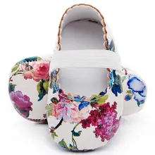 Лидер продаж Цветочный стиль, мягкая подошва искусственная кожа для маленьких девочек туфли принцессы детские мокасины Мэри Джейн платье обувь первые ходоки