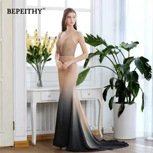 Новое поступление, градиентные длинные платья русалки для выпускного вечера со шлейфом,, Vestidos De Festa, сексуальные вечерние платья с глубоким v-образным вырезом