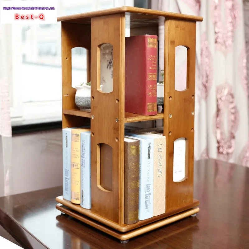 Free shipping Bamboo Desk Table Shelf Simple Shelf 360 Degree Rotating