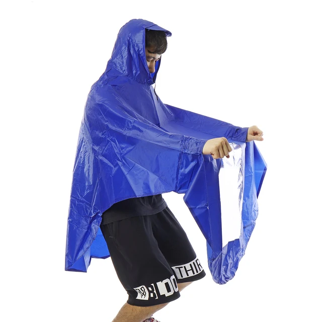 Blue Lengthen 140*110cm Waterproof PVC Motorcycle Raincoat Mobility Scooter Large Bike Rain Coat Cape Poncho Hooded Men Women