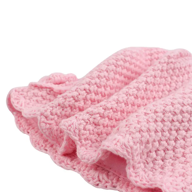 Pink Flower Baby Girls Hat Winter Knitted Baby Beanie Infant Toddler Girls Warm Hat (4)