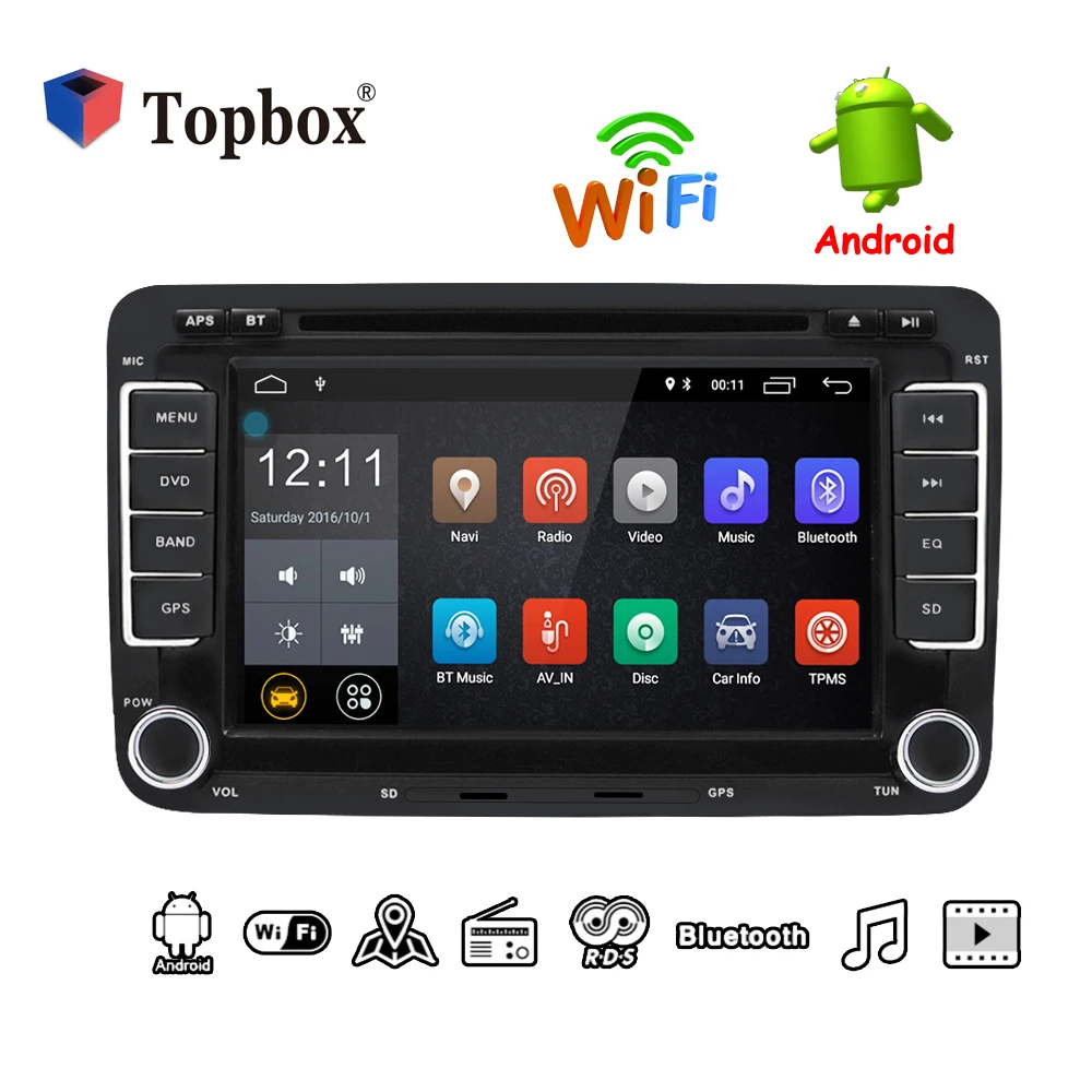 

Topbox 2 Din Android 7.1 Car Multimedia Player GPS+wifi+CD+Mirror Link+Capacitive Touch Screen+BT+Camera Car DVD player With Map