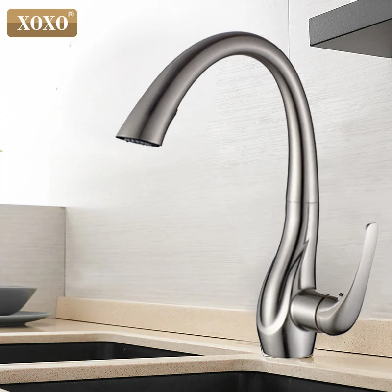  XOXO Kitchen Faucet Pull Out Cold and hot Golden Kitchen Tap Single Handle 360 Degree Water Mixer T - 32951355103