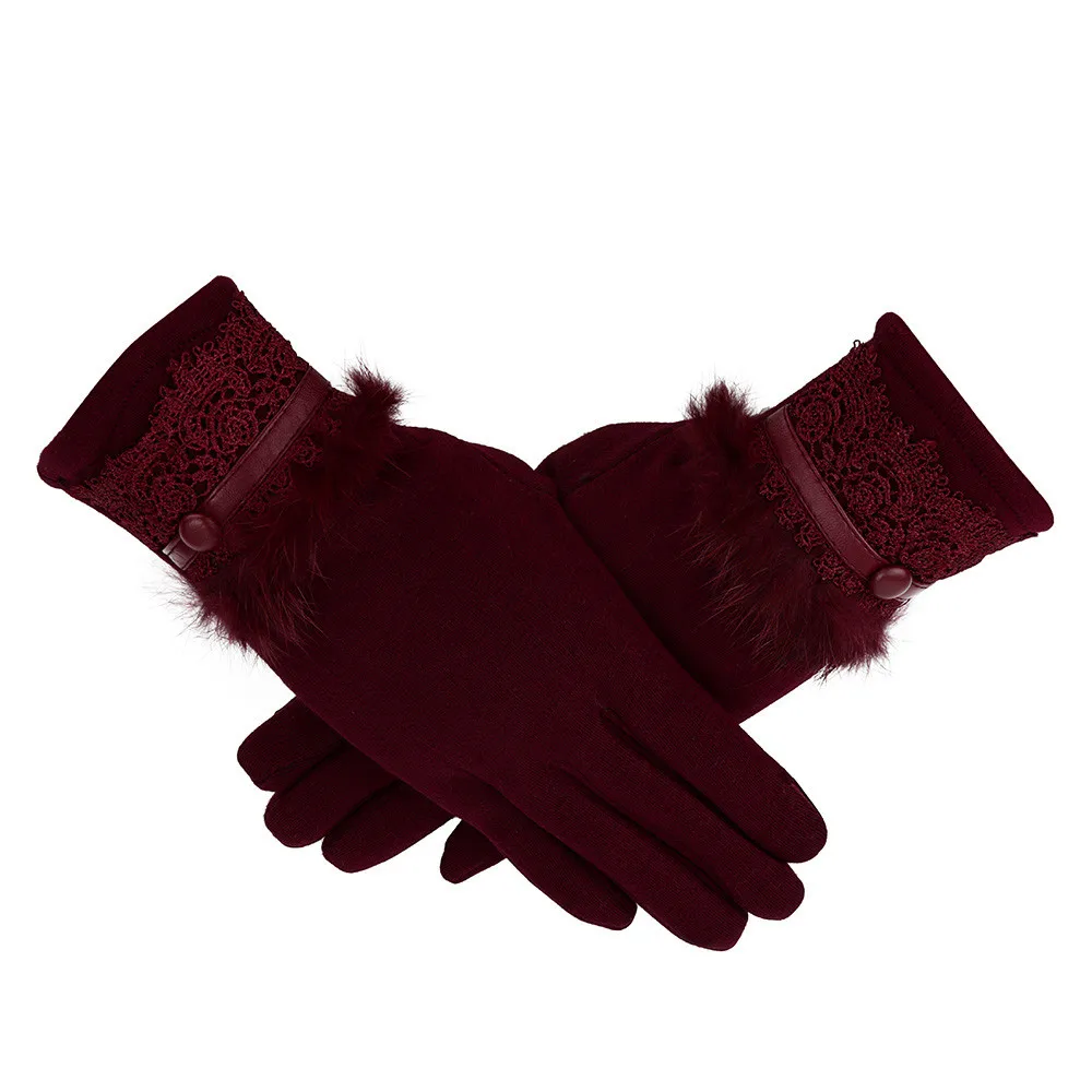 Women Female Gloves Winter Warm Cashmere Keep Warm Driving Full Finger Gloves Touch Screen ladys Glove luvas guantes 18Nov