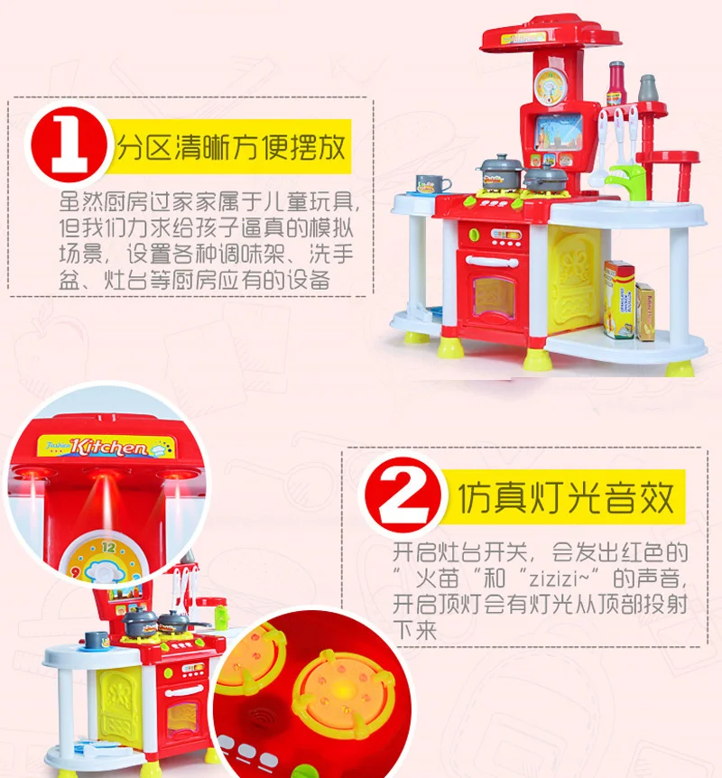 Новые детские миниатюрный Кухня комплект Пластик вид пищевой реквизит Детские музыкальные игрушки свет детская игрушечная кухня с посудой Подарки на год