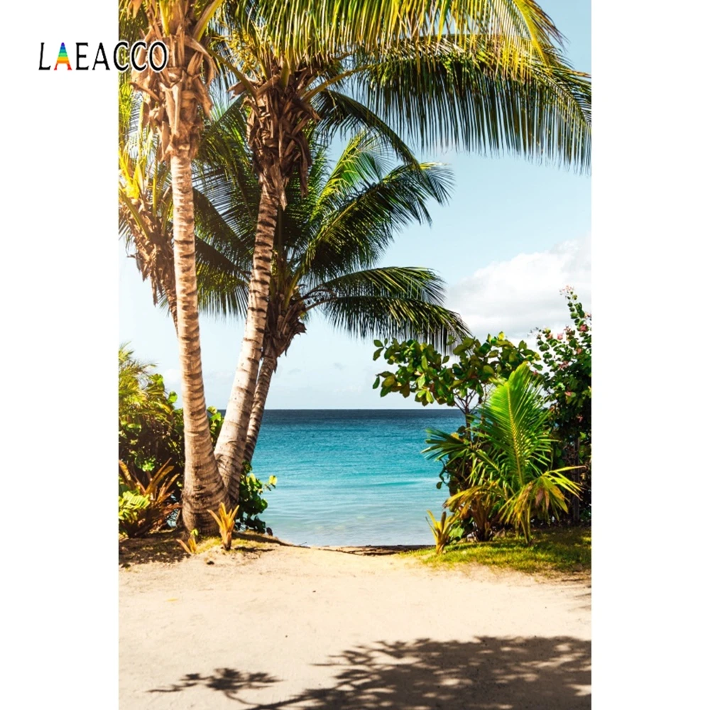 

Laeacco Tropical Portrait Photographic Backgrounds Customized Palm Tree Summer Photocall Photography Backdrops For Photo Studio