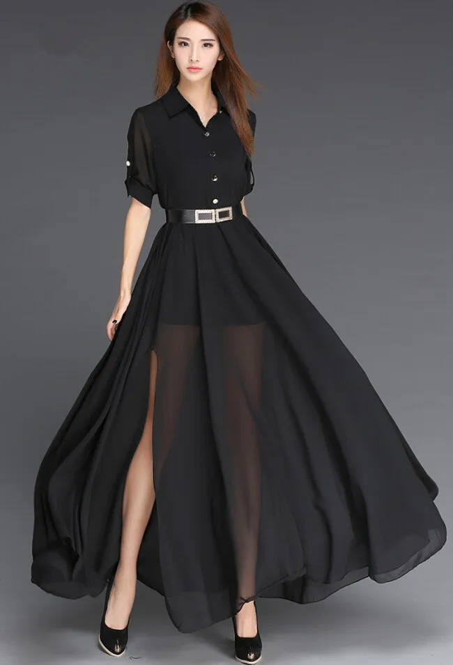 Woman Dress  Chiffon 2022 Black And White Long Dress  Korea  